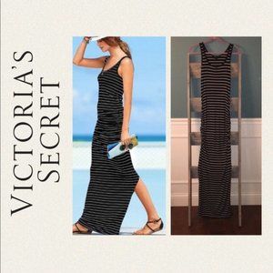 Victoria Secret Ruch Tank Maxi Dress Black stripe